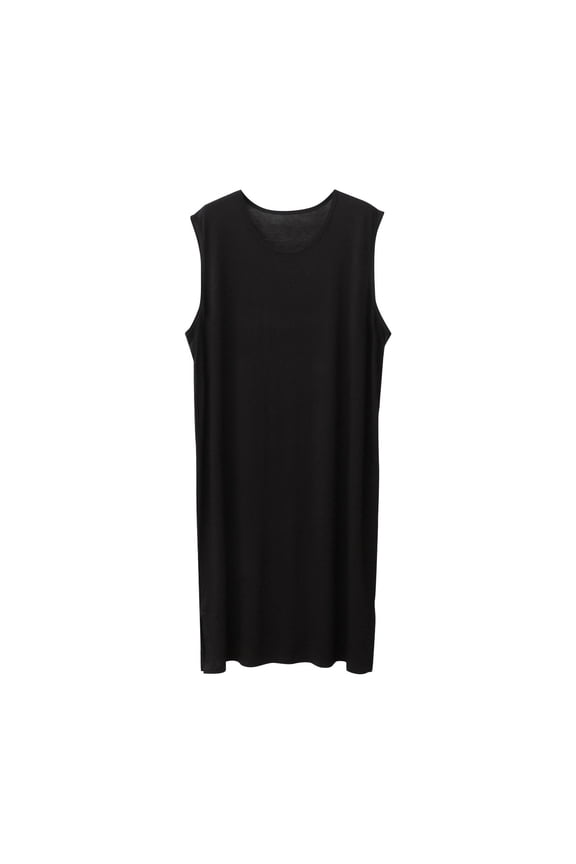 Rohuuque Men's Lightweight Robes Sleeveless Loose Breathable Bathrobes Soft Crewneck Comfortable Home Lounge Wear Black