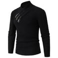thumbnail image 1 of Rohuuque Men's Mock Sweater Fall Lighweight Warm Sweater Asymmetrical Button Pullover Long Sleeve Silm Casual Sweater Black, 1 of 6
