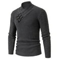 thumbnail image 1 of ZQUUVOU Men's Mock Sweater Fall Lighweight Warm Sweater Asymmetrical Button Pullover Long Sleeve Silm Casual Sweater Dark Gray, 1 of 6