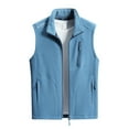 thumbnail image 1 of Rohuuque Men's Polar Fleece Vest Fall Winter Solid Sleeveless Jacket with Multi Pocket Vintage Outdoor Jacket Sky Blue, 1 of 5