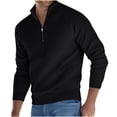 thumbnail image 1 of ZQUUVOU Men's Quarter Zip Up Sweaters Slim Lightweight Mock Neck Pullover Casual Fashion High Elasticity Sweater Black, 1 of 9