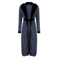 thumbnail image 1 of ZQUUVOU Men's Robes with Hood Color Block Robe Bathrobe Plus Sized Plush Fleece Tie Belt Long Length Cozy Sleepwear Lounge Robe Blue, 1 of 5