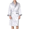 thumbnail image 1 of Rohuuque Men's Silk Robes Lightweight Kimono Long Bathrobe Shawl Collar Sleepwear with Pocket ilk Spa Long Sleeve Loungewear Gray, 1 of 6
