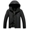 thumbnail image 1 of Rohuuque Men's Solid Color Ski Jacket Windproof Water Resistant Hooded Warm Zipper Coat with Pockets for Outdoor Hiking Black, 1 of 8
