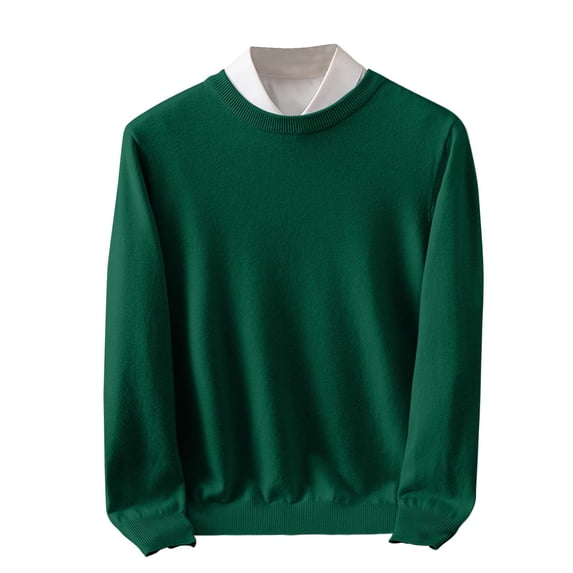Rohuuque Men's Solid Color Sweater with Shirt Collar Fall Lightweight Trendy Pullover Tops Slim Warm Casual Winter Tops Olive Green