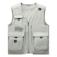 thumbnail image 1 of Rohuuque Men's Solid Zip Vest Photography Multi Pocket Outdoor Sport Utility Design Sleeveless Sleeveless Jacket Gray, 1 of 8