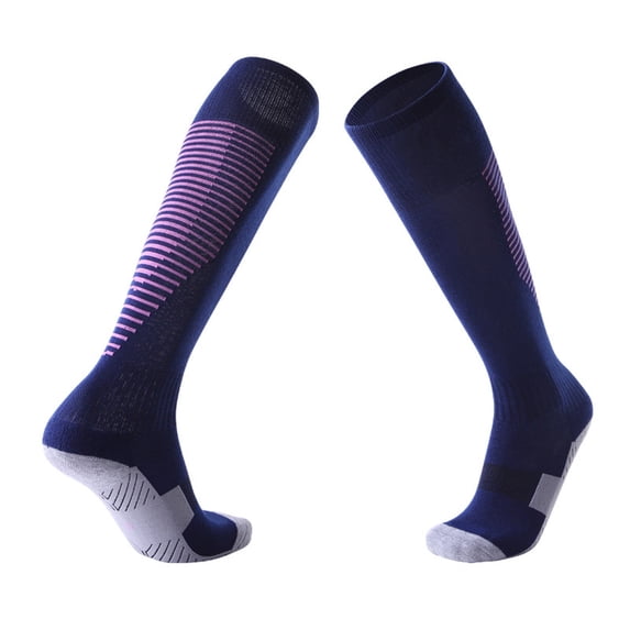 Rohuuque Men's Sport Soccer Socks Cotton Moisture Wicking Breathable Knee High Socks Athletic Performance Cycling Socks Blue
