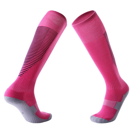 Rohuuque Men's Sport Soccer Socks Cotton Moisture Wicking Breathable Knee High Socks Athletic Performance Cycling Socks Pink