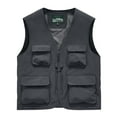 thumbnail image 1 of ZQUUVOU Men's Sports Utility Vest Solid Color V-neck Cargo Vest with Multi-Pocket Sleeveless Outdoor Jacket Lightweight Gray, 1 of 4