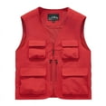 thumbnail image 1 of Rohuuque Men's Utility Outdoor Vest Casual Lightweight Fishing Cargo Vest Work Safari Travel Photo Jacket with Multi Pockets Red, 1 of 4