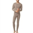 thumbnail image 1 of Rohuuque Men's Thermal Long Johns Set Crew Neck No Show Thermal Set Velvet Lining Stretch Dual Color Winter Wear Khaki, 1 of 5