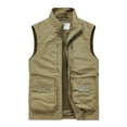 thumbnail image 1 of Rohuuque Men's Utility Fishing Vest Outdoor Stand Collar Cargo Vest Configuration Multiple Pockets Sleeveless Activity Jacket Khaki, 1 of 8