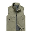 thumbnail image 1 of Rohuuque Men's Utility Fishing Vest Quick-Dry Work Vest Solid Stand Collar Jacket Zippered Sleeveless Outdoor Activity Jacket Khaki, 1 of 4