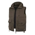 thumbnail image 1 of Rohuuque Men's Utility Fishing Vest Solid-Color Outdoor Thick Workwear Multiple Pockets Stand-Up Collar Hooded Sleeveless Parkas Coffee, 1 of 5