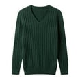 thumbnail image 1 of ZQUUVOU Men's V-neck Pullover Sweater Cable Knitted Sweater Casual Dress Sweater Knit Long Sleeve Slim Fit Sweaters Green, 1 of 8