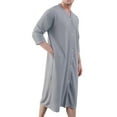 thumbnail image 1 of Rohuuque Men's Waffle Knit Robe Nightdress Button Down Long Sleeve Loungewear Casual Solid Color Sleepwear with Pocket Gray, 1 of 3