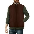 thumbnail image 1 of Rohuuque Men's Winter Fleece Vest Thermal Thickened Sleeveless Jacket Solid Full Zip Mockneck for Cold Weather Protection Brown, 1 of 8