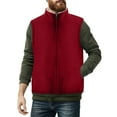 thumbnail image 1 of Rohuuque Men's Winter Fleece Vest Thermal Thickened Sleeveless Jacket Solid Full Zip Mockneck for Cold Weather Protection Red, 1 of 9