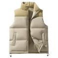 thumbnail image 1 of Rohuuque Men's Winter Puffer Vest Fashion Solid Color Stand Collar Outerwear Full Zip Warm Sleeveless Casual Jacket with Pocket Khaki, 1 of 7
