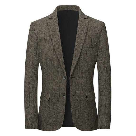 ZQUUVOU Mens Sport Coats and Blazers Notch Lapel Casual Suit Jacket with Pocket Two Button Blazer Vintage Solid Color Long Sleeved Sport Coat Brown