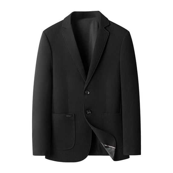 Rohuuque Mens Sport Coats and Blazers Notch Lapel Solid Color Long Sleeved Casual Suit Jacket with Pocket Fall Winter Warm Jacket Black
