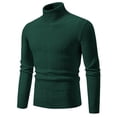 thumbnail image 1 of Rohuuque Mock Neck Sweater for Men Winter Casual Warm Silm Knitted Sweater Fashion Solid Color Long Sleeved Pullover Green A, 1 of 8