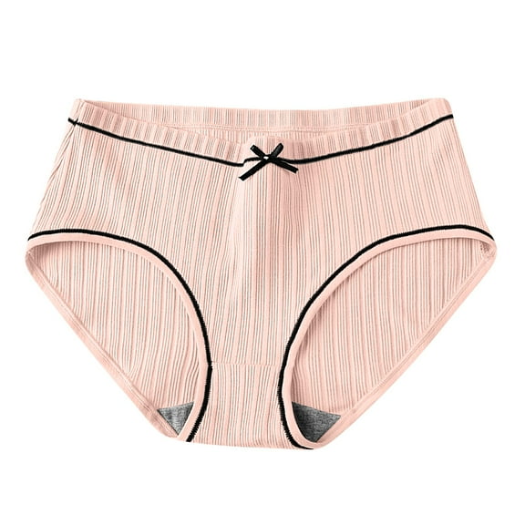 Rohuuque Period Panties for Women Breathable Period Underwear No Show Invisibles Comfort Underwear with Bow Ribbon Trim Beige