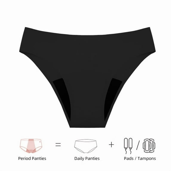 Rohuuque Period Panties for Women Low Waisted Invisibles T-thong Thong Briefs No Show Period Cheeky Panties Underwear Black
