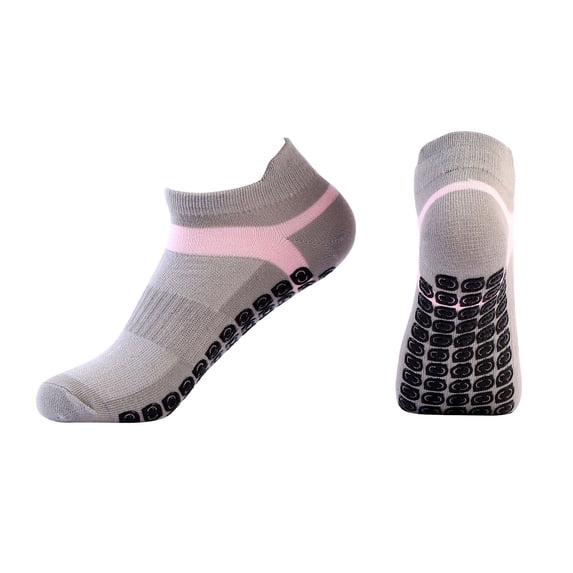 Rohuuque Pilates Grip Socks for Women Breathable Yoga Socks with Gel Grip Ankle Length Non-Slip Design Comfort Socks Gray
