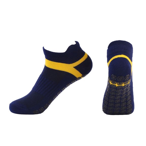 Rohuuque Pilates Grip Socks for Women Breathable Yoga Socks with Gel Grip Ankle Length Non-Slip Design Comfort Socks Navy