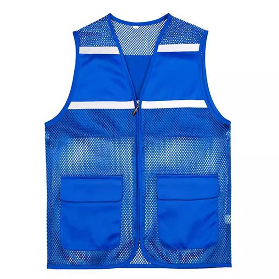 ZQUUVOU Reflective Safety Vests for Men High Visibility Vest with Multiple Pockets Sleeveless Workwear Jacket for Labor Blue