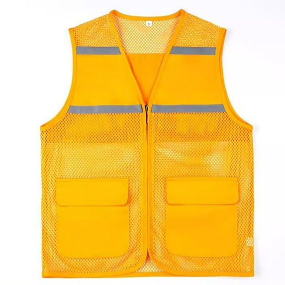 Rohuuque Reflective Safety Vests for Men High Visibility Vest with Multiple Pockets Sleeveless Workwear Jacket for Labor Yellow