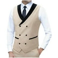 thumbnail image 1 of Rohuuque Sleeveless Waistcoat for Men Double-Breasted Tailored Slim Cut Modern Office Formal Wear Business Casual Blazer Vest Beige, 1 of 4