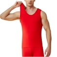 thumbnail image 1 of Rohuuque Thermal Shirts for Men Casual Solid Pullover Round Neck Sleeveless High Elasticity Keep Warml Underwear Suit Red, 1 of 5