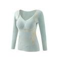 thumbnail image 1 of Rohuuque Thermal Shirts for Women Wool Blend Thermal Undershirt Square Neck No Show Fleece Lining Winter Warm Tops Green, 1 of 9