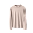 thumbnail image 1 of Rohuuque Thermal Shirts for Womens Mock Neck Solid Color Undershirt Velvet Fleeced Winter Warm Thermal Underwear Top Khaki, 1 of 5