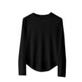 thumbnail image 1 of Rohuuque Thermal Shirts for Womens Solid Color Crew Neck Thermal Layer Fleece Lining No Show Fall Winter Comfort Top Black, 1 of 5