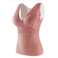 thumbnail image 1 of Rohuuque Thermal Tank Tops for Ladies Plus Size Thermal Vest with Pockets Built-in Bra Wireless Comfort Plush Lined Women Undershirt Pink, 1 of 6