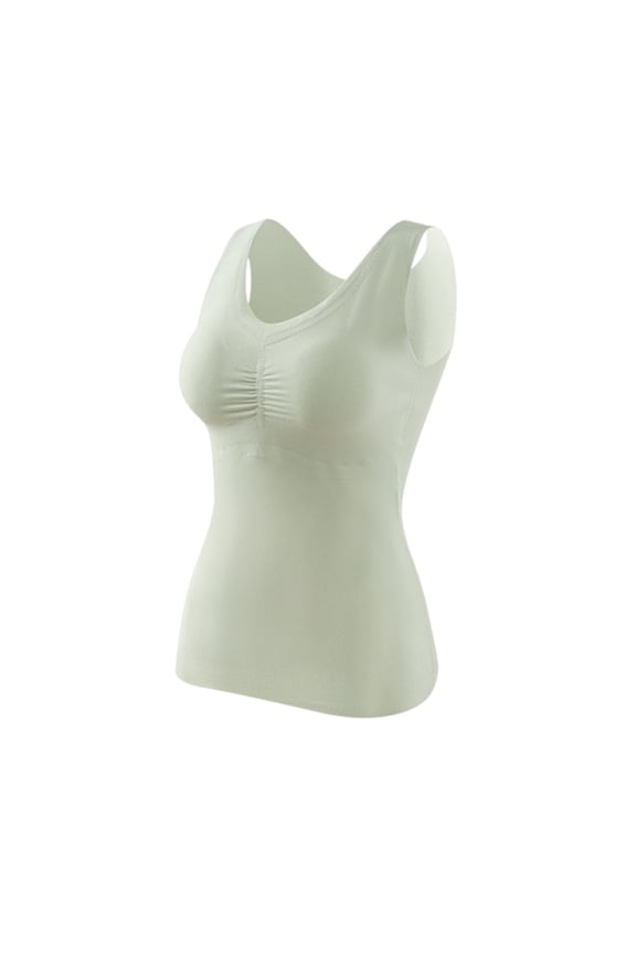 Thermal Tank Tops for Women No Show Wool Blend Thermal Undershirt Plush Lining Sleeveless Winter Warm Top Green