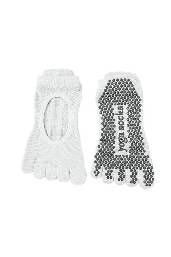 Toe Socks for Men Women Yoga Pilates Socks Breathable Low Cut Five Finger Socks Running with Arch Support White