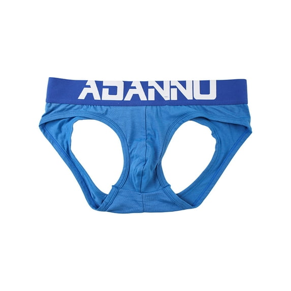 ZQUUVOU Underwear Briefs for Men Solid Color Open Back Underwear Butt Revealing Comfort Stretch Briefs with Elastic Waistband Blue