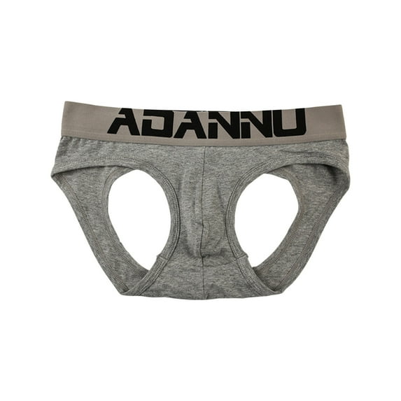 ZQUUVOU Underwear Briefs for Men Solid Color Open Back Underwear Butt Revealing Comfort Stretch Briefs with Elastic Waistband Gray