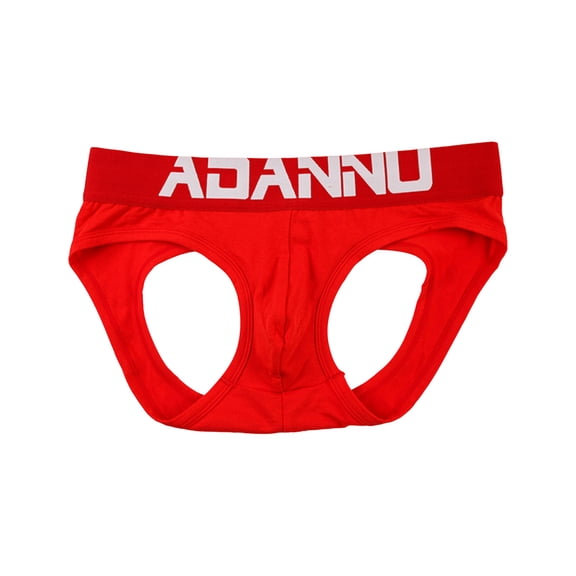 ZQUUVOU Underwear Briefs for Men Solid Color Open Back Underwear Butt Revealing Comfort Stretch Briefs with Elastic Waistband Red