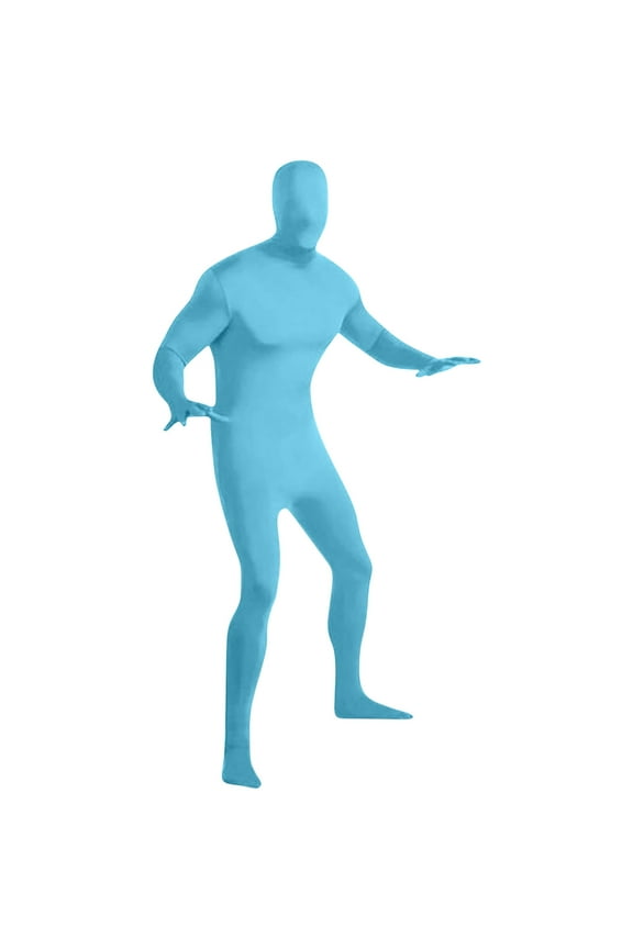 Unisex Adult Full Body Suit Dance Tight Fit with Feet and Hands Breathable Spandex Unitard Light Shows Jumpsuit for Men Women Blue