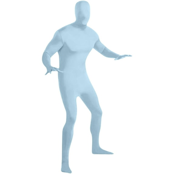 Rohuuque Unisex Adult Full Body Suit Dance Tight Fit with Feet and Hands Breathable Spandex Unitard Light Shows Jumpsuit for Men Women Light Blue
