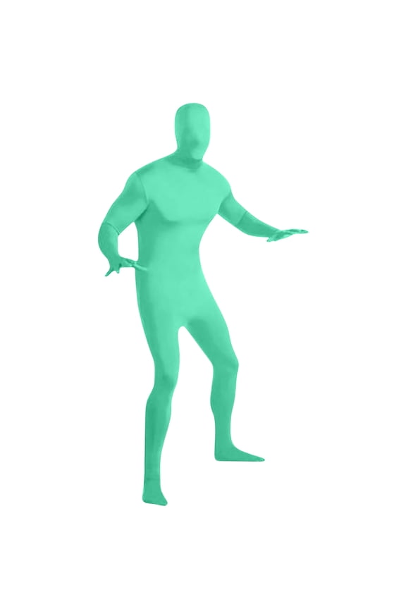 Unisex Adult Full Body Suit Dance Tight Fit with Feet and Hands Breathable Spandex Unitard Light Shows Jumpsuit for Men Women Mint Green