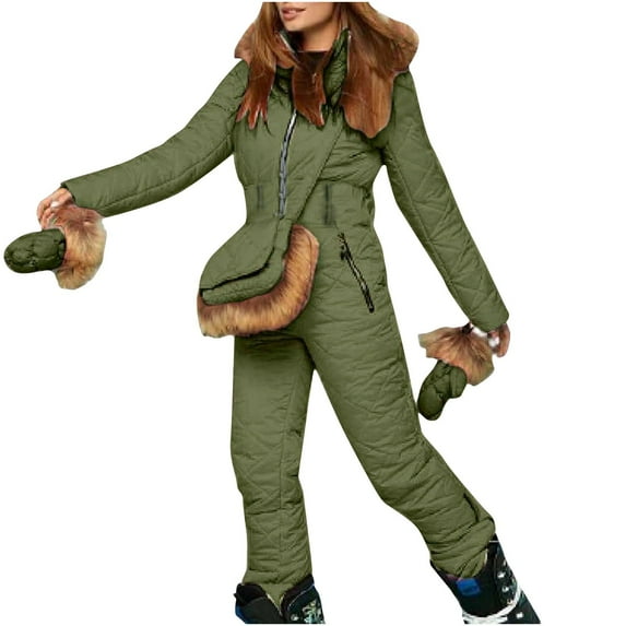 Rohuuque Unisex Denim Ski Bib Overalls Waterproof Windproof Thermal Insulated Snowboard Pants for Winter Mountain Sports Green