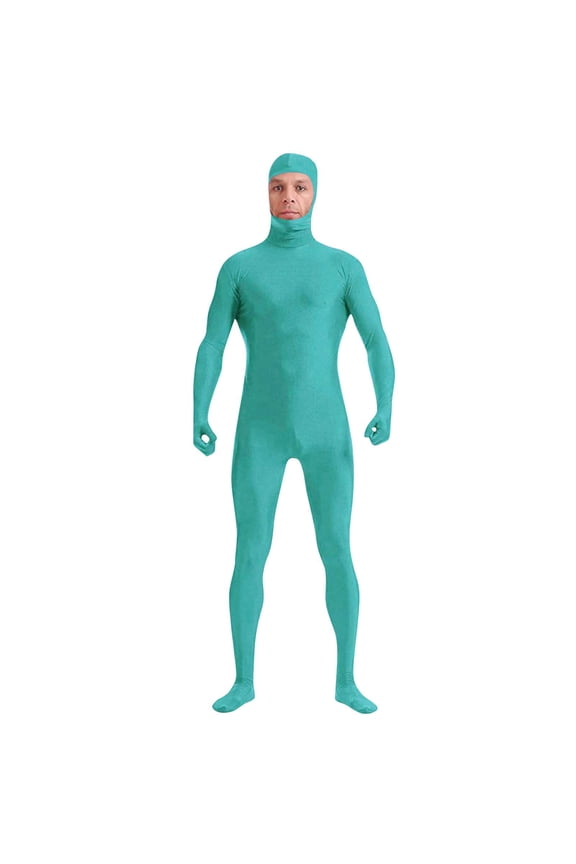 Unisex Full Body Suit Solid Color Stretch Spandex Unitard with Attached Socks and Gloves for Dance and Performance Art Olive Green