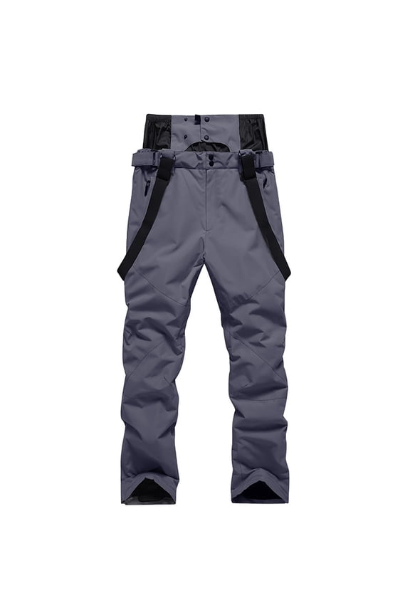 Unisex Plus Sized Ski Pants Waterproof Windproof Thermal Insulated Snowboard Trousers for Mountain Riding Gray