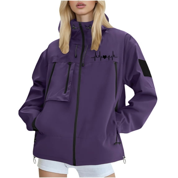 Rohuuque Waterproof Rain Jacket for Women Men Raincoat Breathable Motorcycle Jackets Travel Cycling Jacket Outdoor Windbreaker with Hood Purple B
